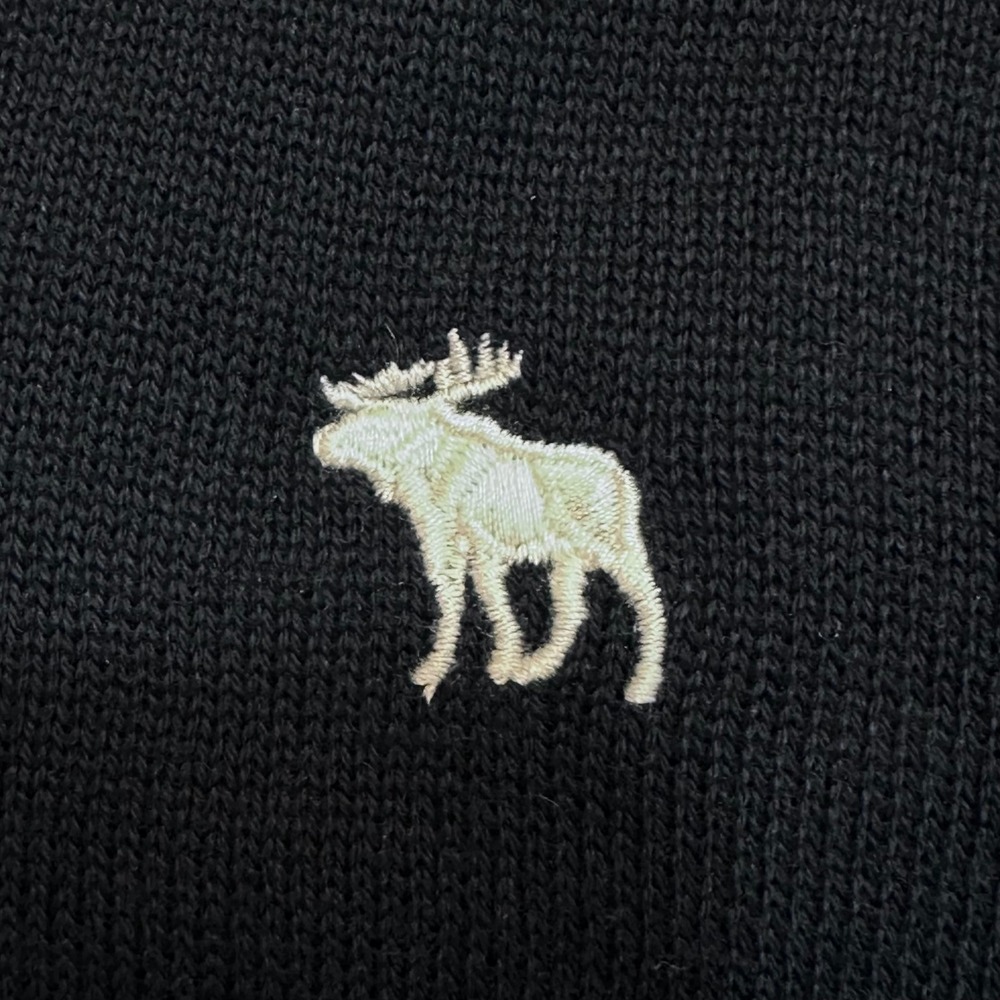 VNTG Abercrombie Fitch Navy Blue V Neck Sweater Moose Logo Pima Cotton Womens XS - Picture 3 of 9